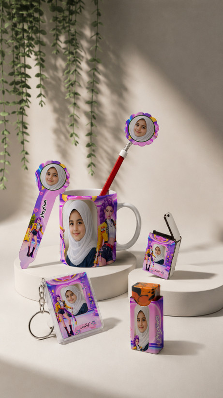 ست اختصاصی مدرسه با عکس کودک شما لوازم التحریر با طرح رومی